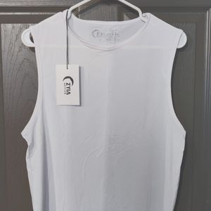 White Slit Muscle Tank